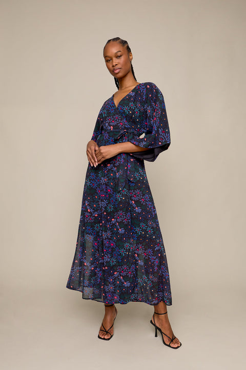Hazy Daisy Maxi Dress in Blue