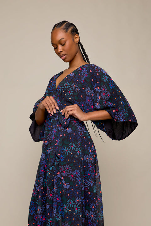 Hazy Daisy Maxi Dress in Blue