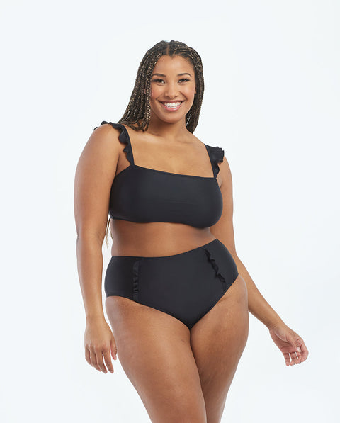 The Ruffle High Leg High Rise Bikini Bottom - Sea Urchin