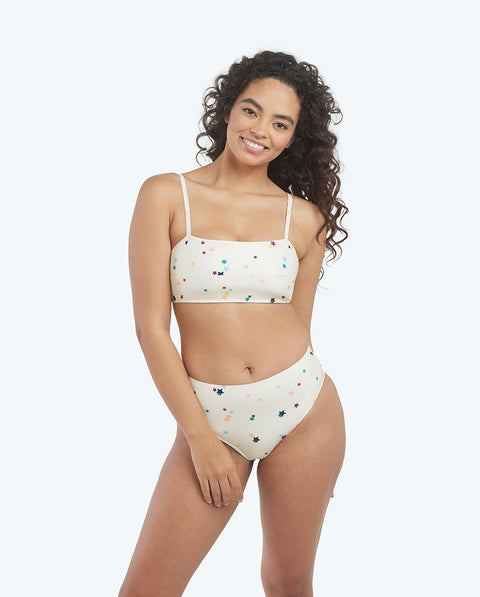The Oasis Bikini Top - Small Scatter Stars in White Sand