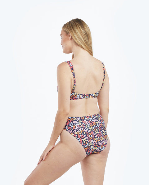 The Wide Strap Oasis Bikini Top - Multicolor Leopard