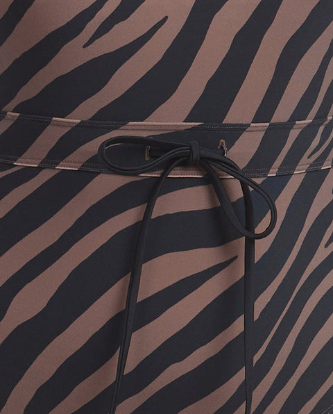 The Tie Waist Backflip - Modern Zebra in Chocolate & Sea Urchin