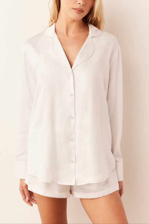 Charlotte Luxe Satin PJ Set in Blanc