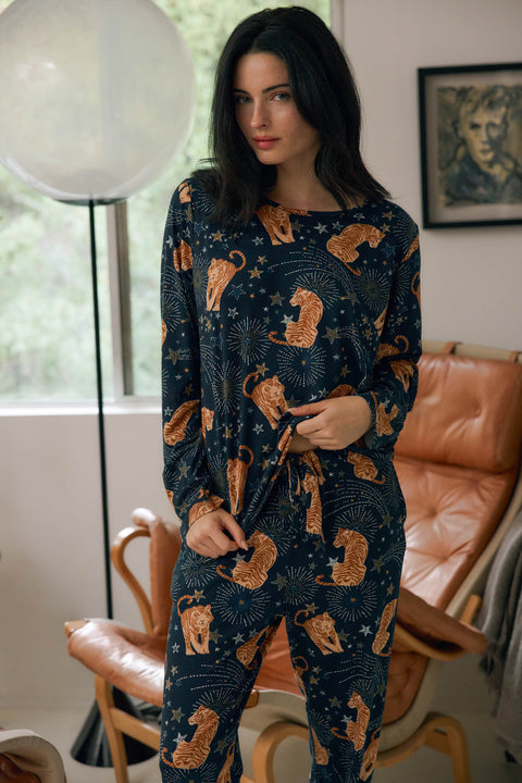 Shari Cloud Jersey PJ Set in Cosmic Jungle