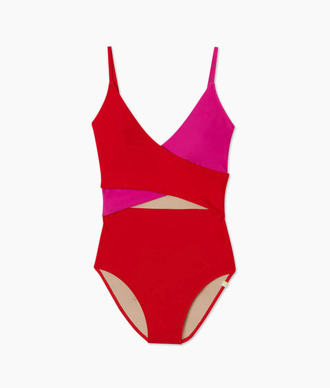 The Sea Breeze Cutout One-Piece - Lava & Hibiscus