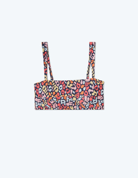 The Wide Strap Oasis Bikini Top - Multicolor Leopard