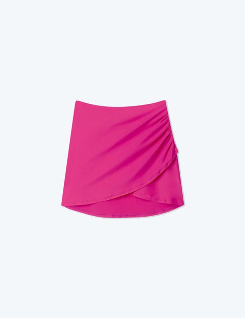 The Ruched Swim Skirt - Hibiscus