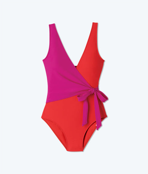 The Perfect Wrap One-Piece - Hibiscus & Grapefruit