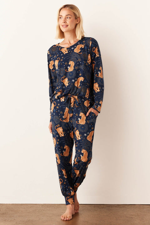 Shari Cloud Jersey PJ Set in Cosmic Jungle