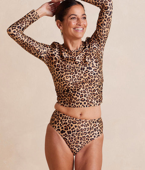 The High Leg Mid Rise Bikini Bottom - Leopard