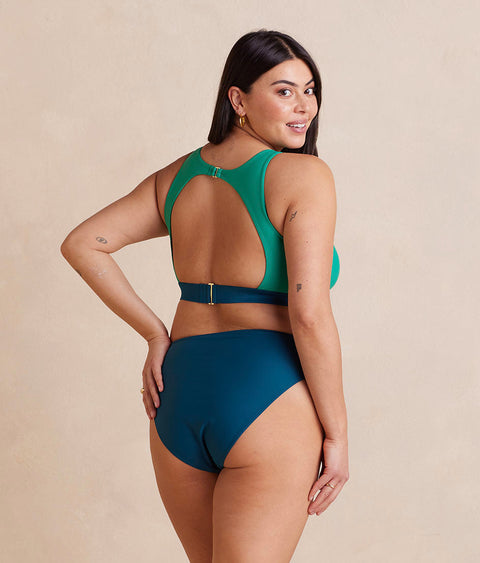 The High Leg Mid Rise Bikini Bottom - Seaweed
