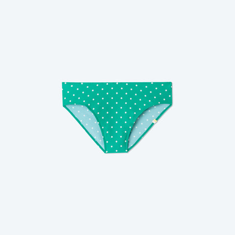 The Limited-Edition High Leg Mid Rise Bikini Bottom - Seaglass Dot