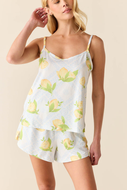 Jenna Cloud Jersey PJ Set in Lemon Spritz