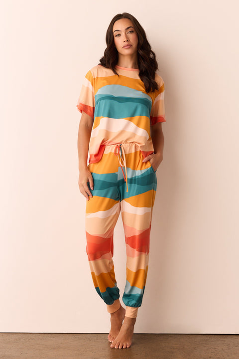 Maddie Cloud Jersey PJ Set in Sunset