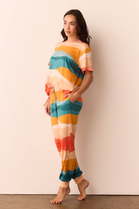 Maddie Cloud Jersey PJ Set in Sunset