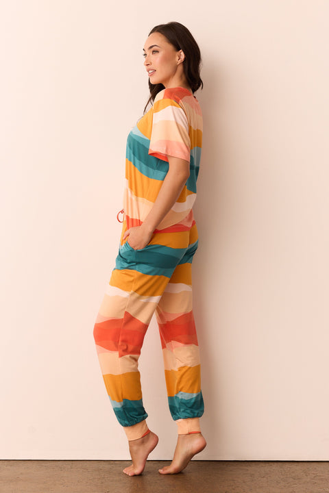 Maddie Cloud Jersey PJ Set in Sunset