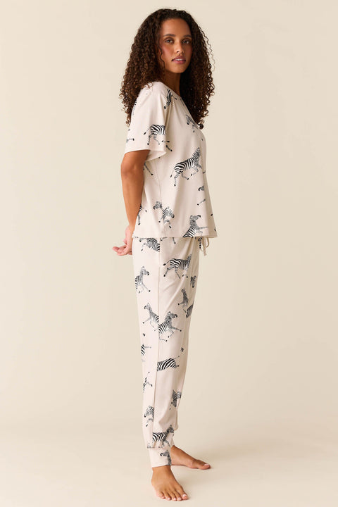 Maddie Cloud Jersey PJ Set in Animalia (Color Variation)