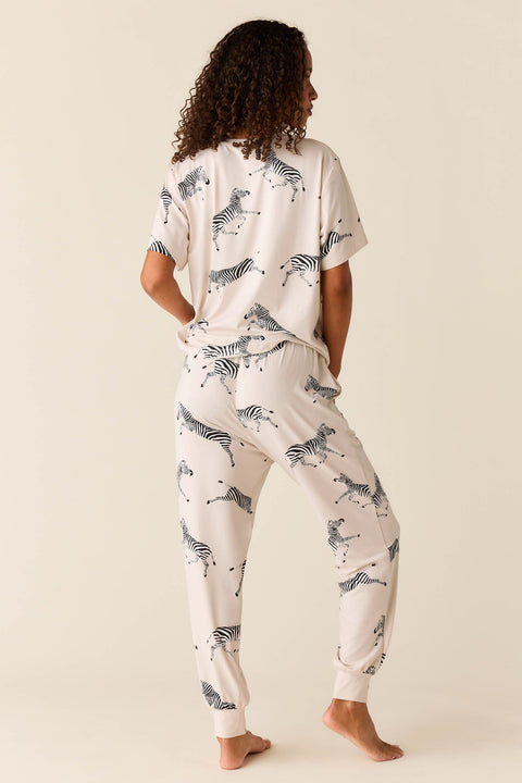Maddie Cloud Jersey PJ Set in Animalia (Color Variation)