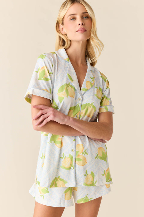 Maren Cloud Jersey PJ Set in Lemon Spritz