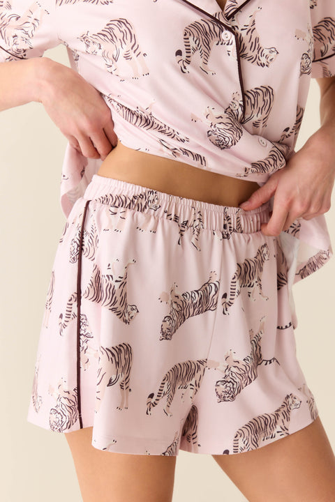 Maren Cloud Jersey PJ Set in Tiger Lily