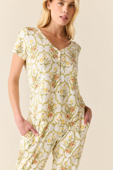 Nadia Cloud Jersey PJ Set in Fleur