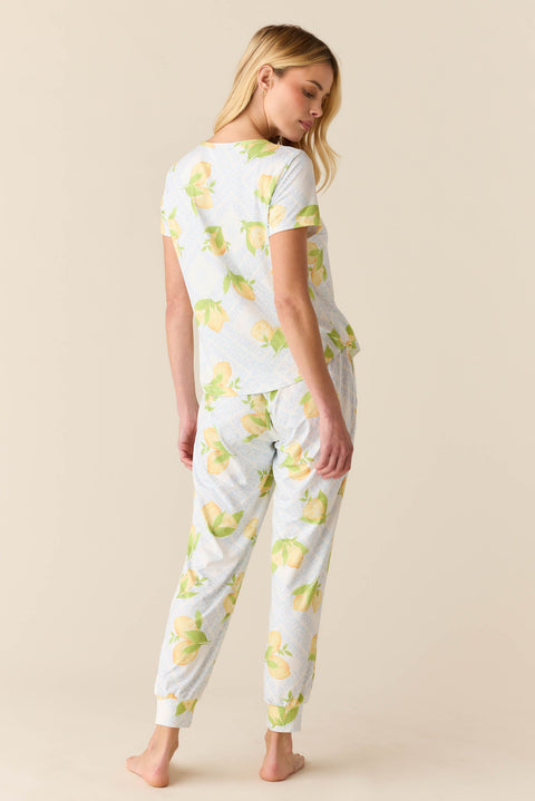 Nadia Cloud Jersey PJ Set in Lemon Spritz