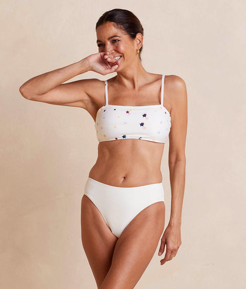 The Oasis Bikini Top - Small Scatter Stars in White Sand