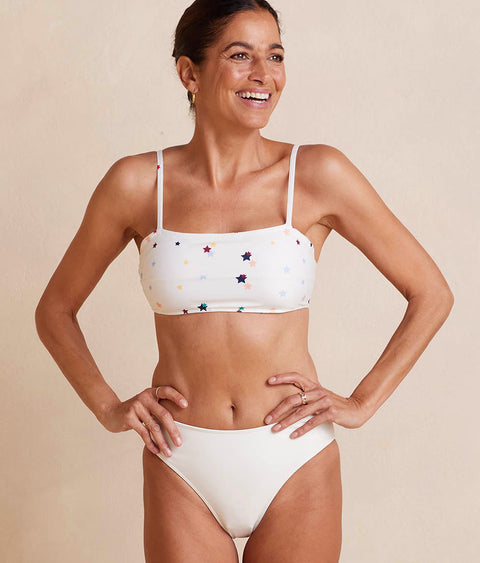 The Oasis Bikini Top - Small Scatter Stars in White Sand