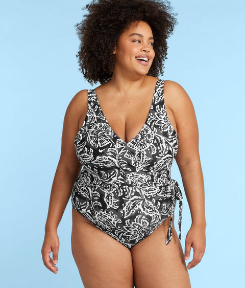 The Perfect Wrap One-Piece - Batik in Sea Urchin & White Sand