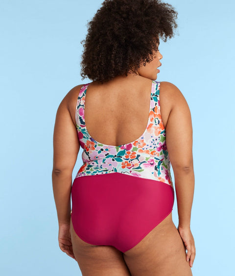 The Perfect Wrap One-Piece - Watercolor Floral in Strawberry