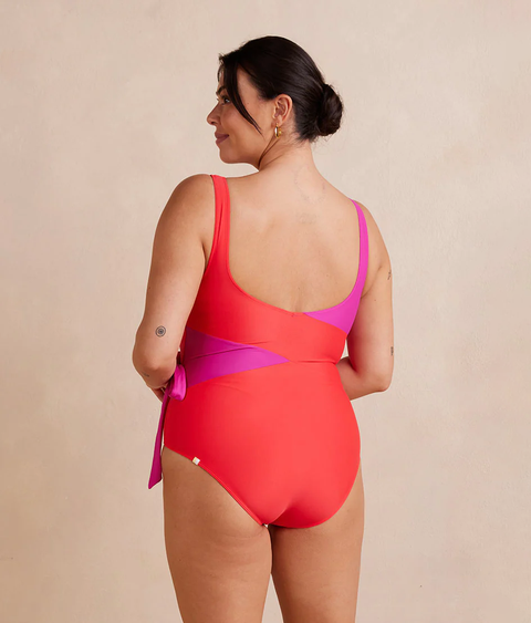 The Perfect Wrap One-Piece - Hibiscus & Grapefruit