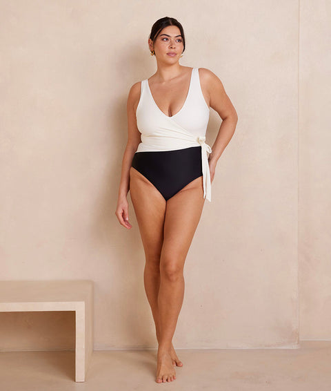 The Perfect Wrap One-Piece - Sea Urchin & White Sand