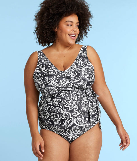 The Perfect Wrap Tankini - Batik in Sea Urchin & White Sand