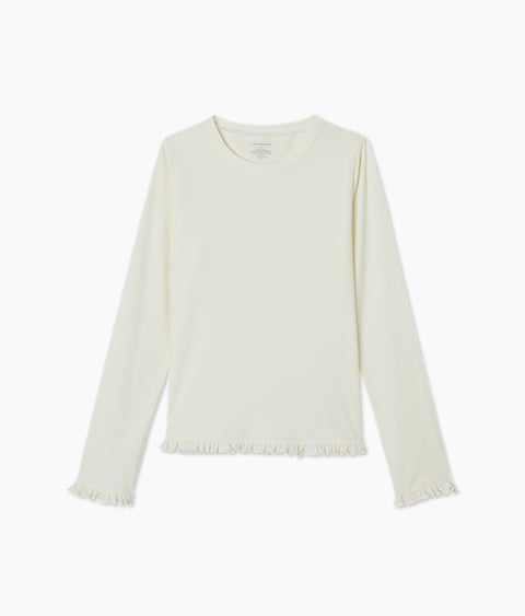 The Waterside Ruffle Rash Guard - White Sand