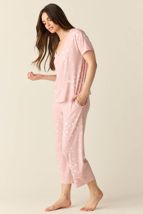 Alyssa Summer Jersey PJ Set in Blush Stars