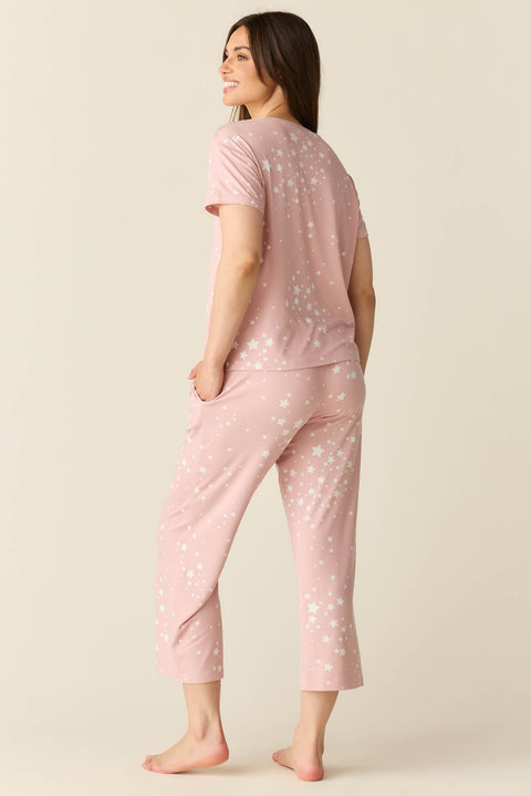 Alyssa Summer Jersey PJ Set in Blush Stars