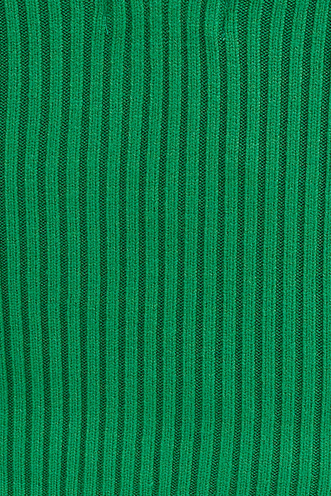 Green Knit Top Sleeveless Crop V-Neck