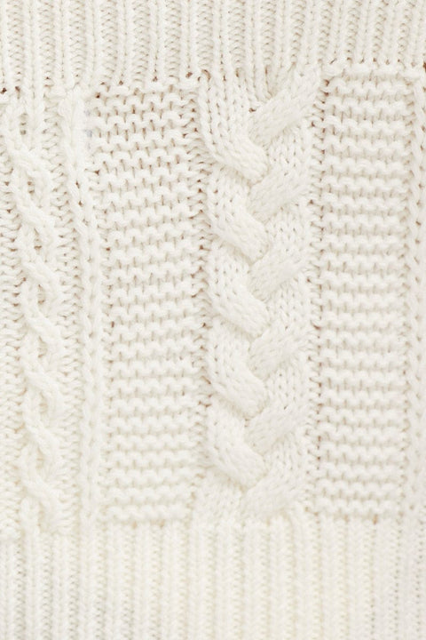 White Cable Crop Knit Top