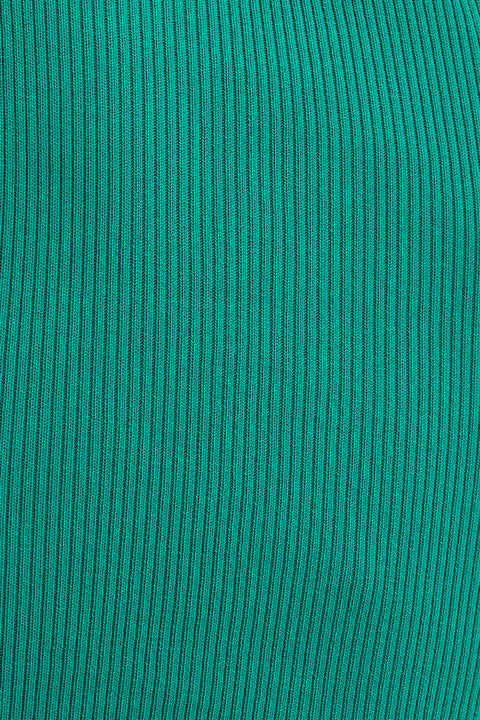 Green Knit Top Crop Sleeveless V-Neck