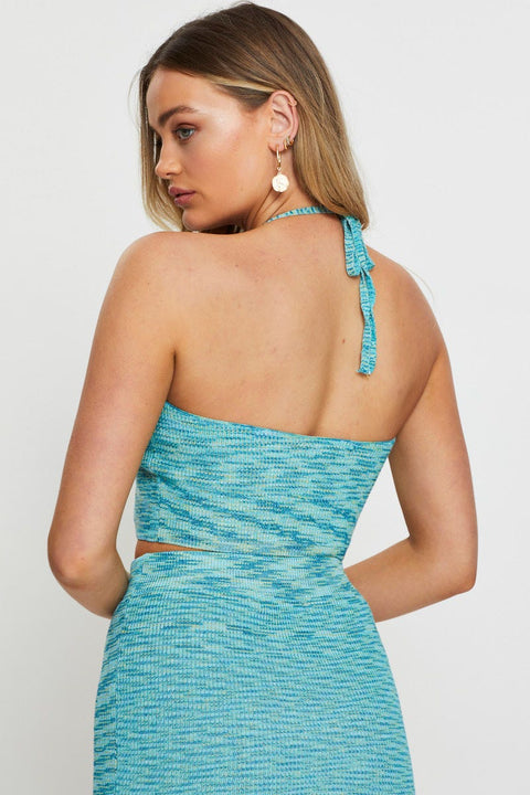 Multi Knit Top Halter Crop