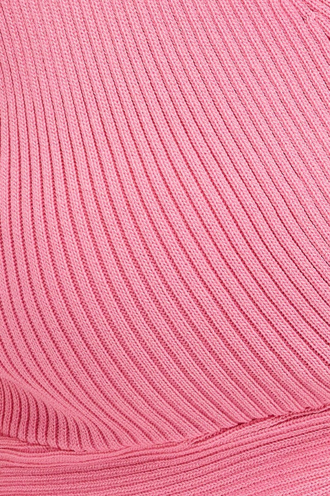 Pink Knit Top Crop Sleeveless V-Neck