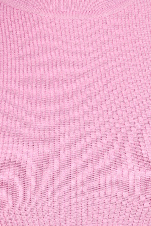 Pink Knit Top Ribbed High Neck