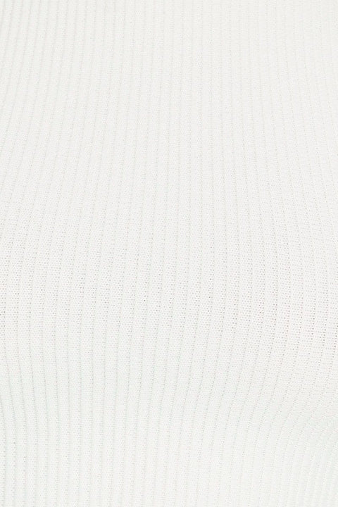 White Knit Top Ribbed High Neck