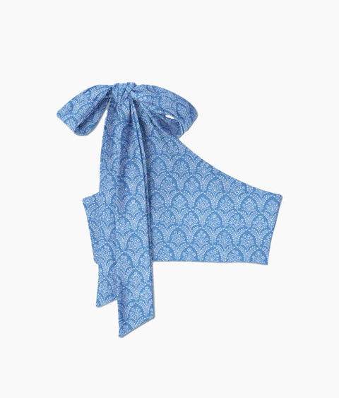 The Bow-Shoulder Ruched Sidestroke Bikini Top - Porto Paradise