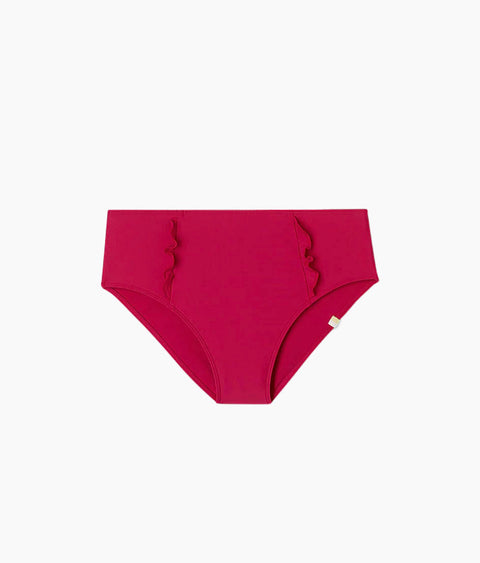 The Ruffle High Leg High Rise Bikini Bottom - Spritz