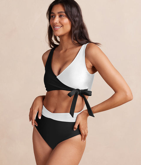 The Perfect Wrap Bikini Top - Sea Urchin & White Sand