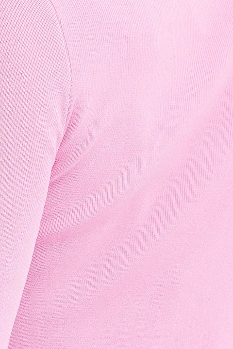 Pink Knit Top Long Sleeve Crop