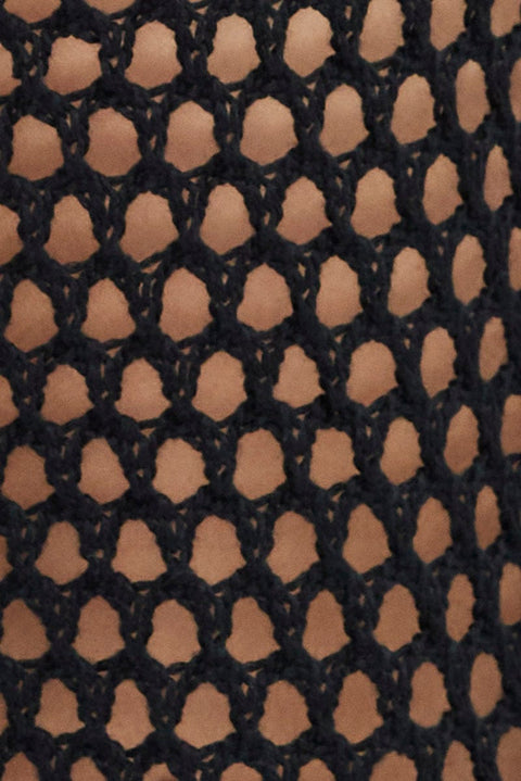 Black Oversized Knit Top Crew Neck