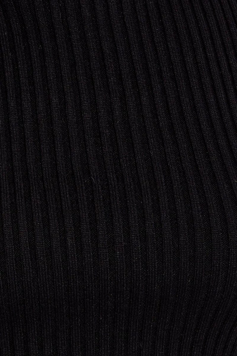 Black Knit Top Sleeveless Roll Neck Crop