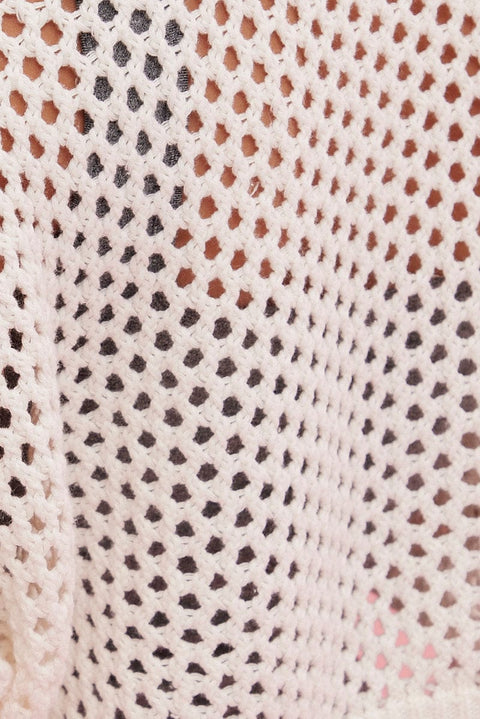 White Knit Jumper Long Sleeve Fishnet